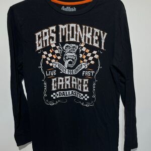 Gas Monkey Garage Men's Black Dallas TX Crew Neck Long Sleeve T-Shirt Small